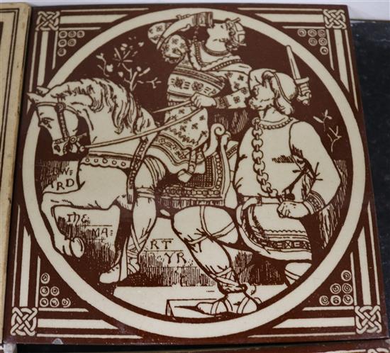 John Moyr-Smith. Eleven Mintons dust pressed tiles, all 6in. sq.